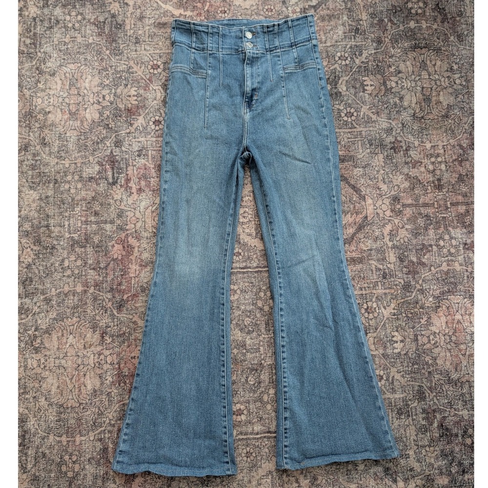 Free People We The Free Just Float On Flare Jeans Blue High Rise‎ Size 31 Flare